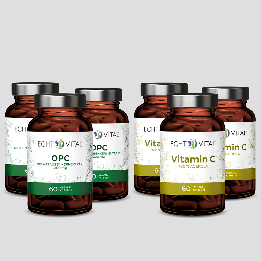 3 Gläser OPC  + 3 Gläser Vitamin C - Aktionspaket