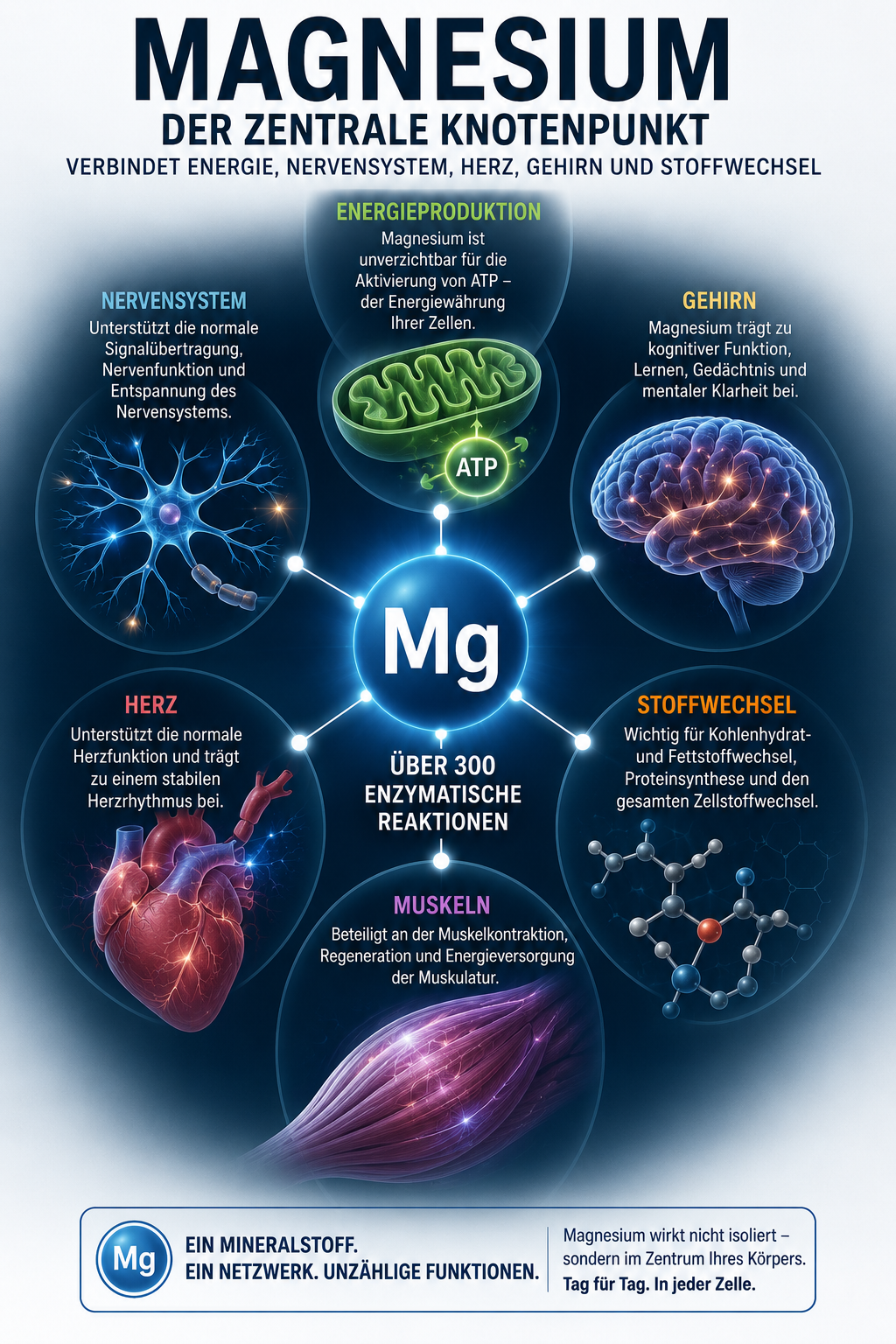 Magnesium als zentraler Knotenpunkt zwischen Energie, Nervensystem, Herz, Gehirn und Stoffwechsel