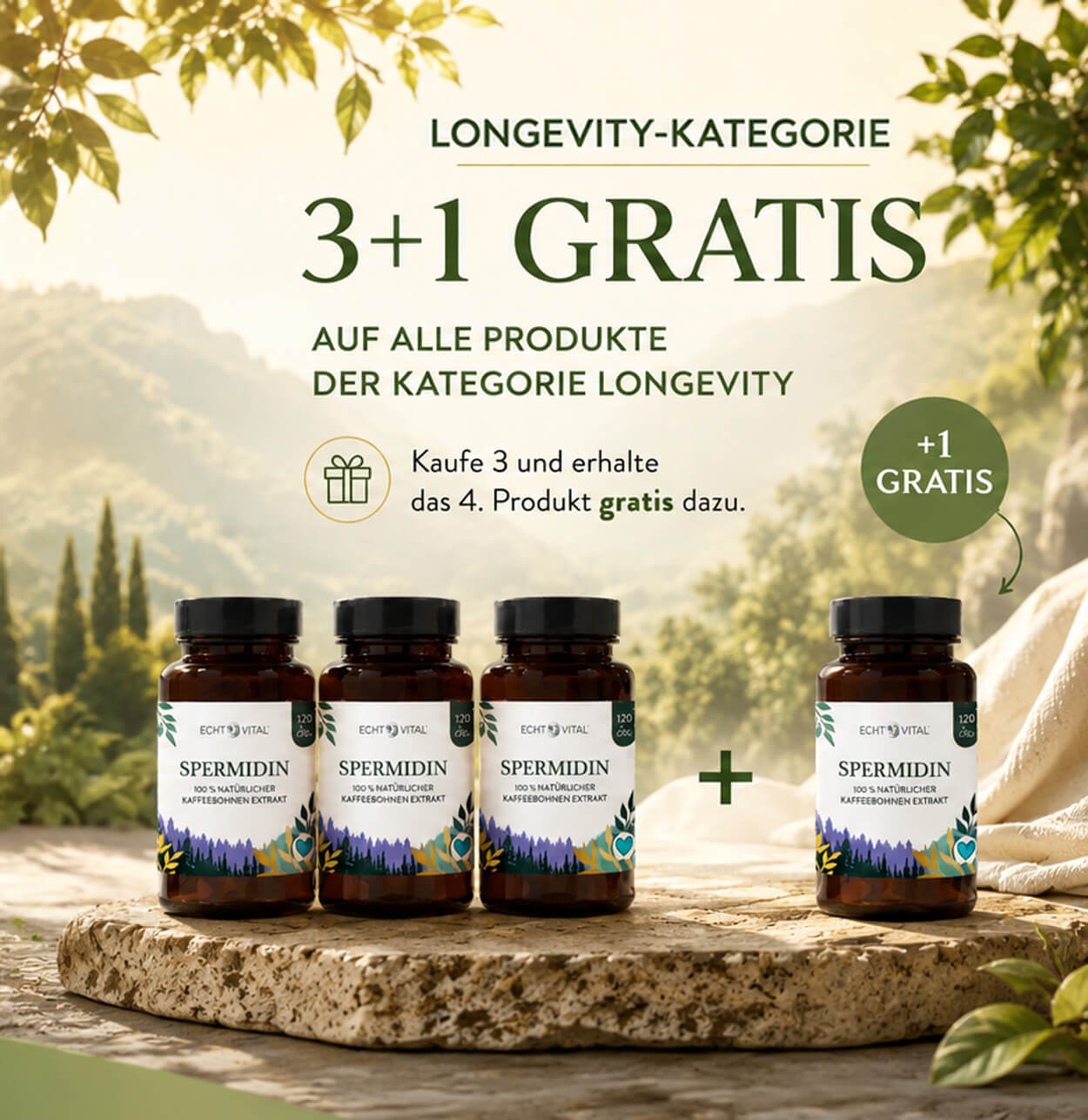 Longevity-Kategorie: 3+1 gratis – kaufe 3 Produkte, das 4. gratis dazu
