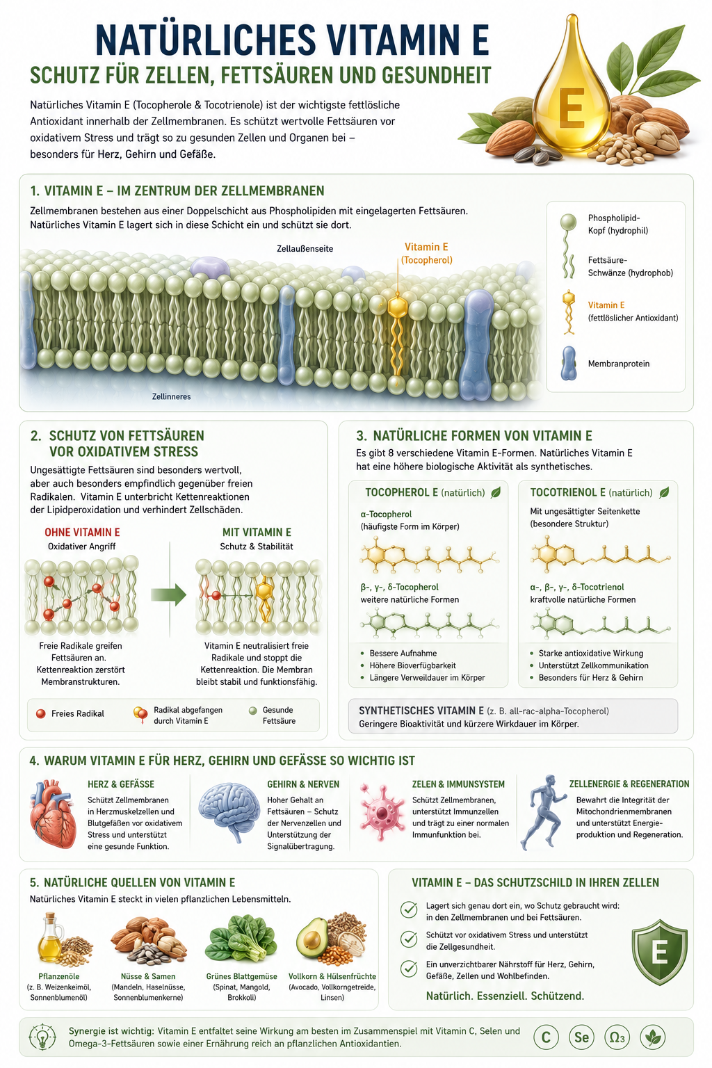 Vitamin E im Umfeld von Zellmembranen und Fettsäuren