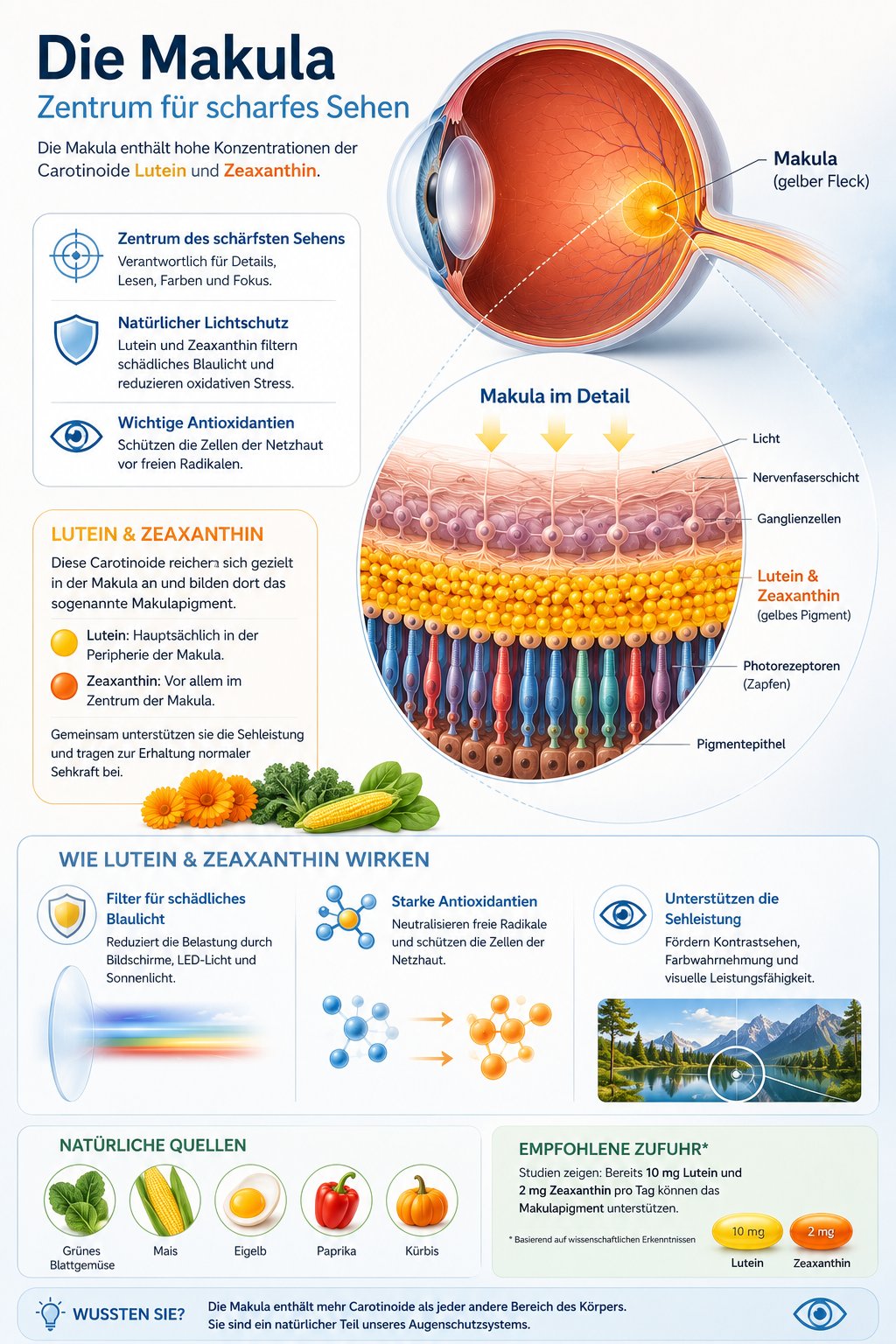 Grafik zur Makula mit Lutein und Zeaxanthin