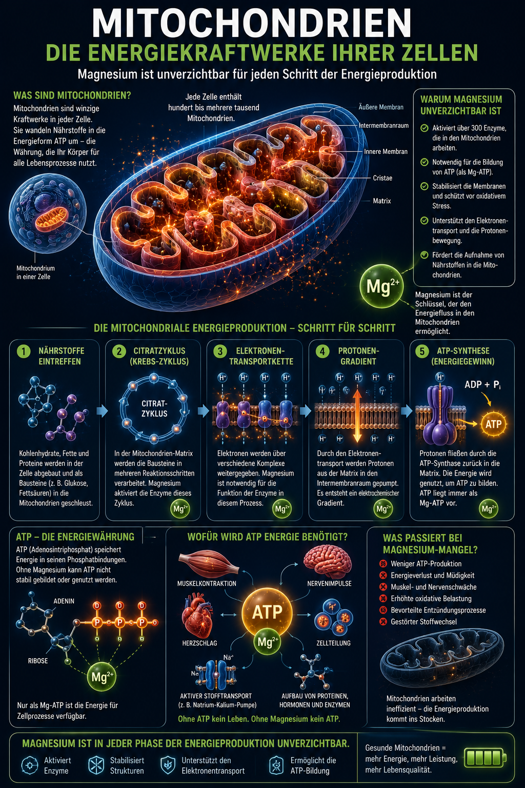 Mitochondrien mit magnesiumabhängigen Energieprozessen