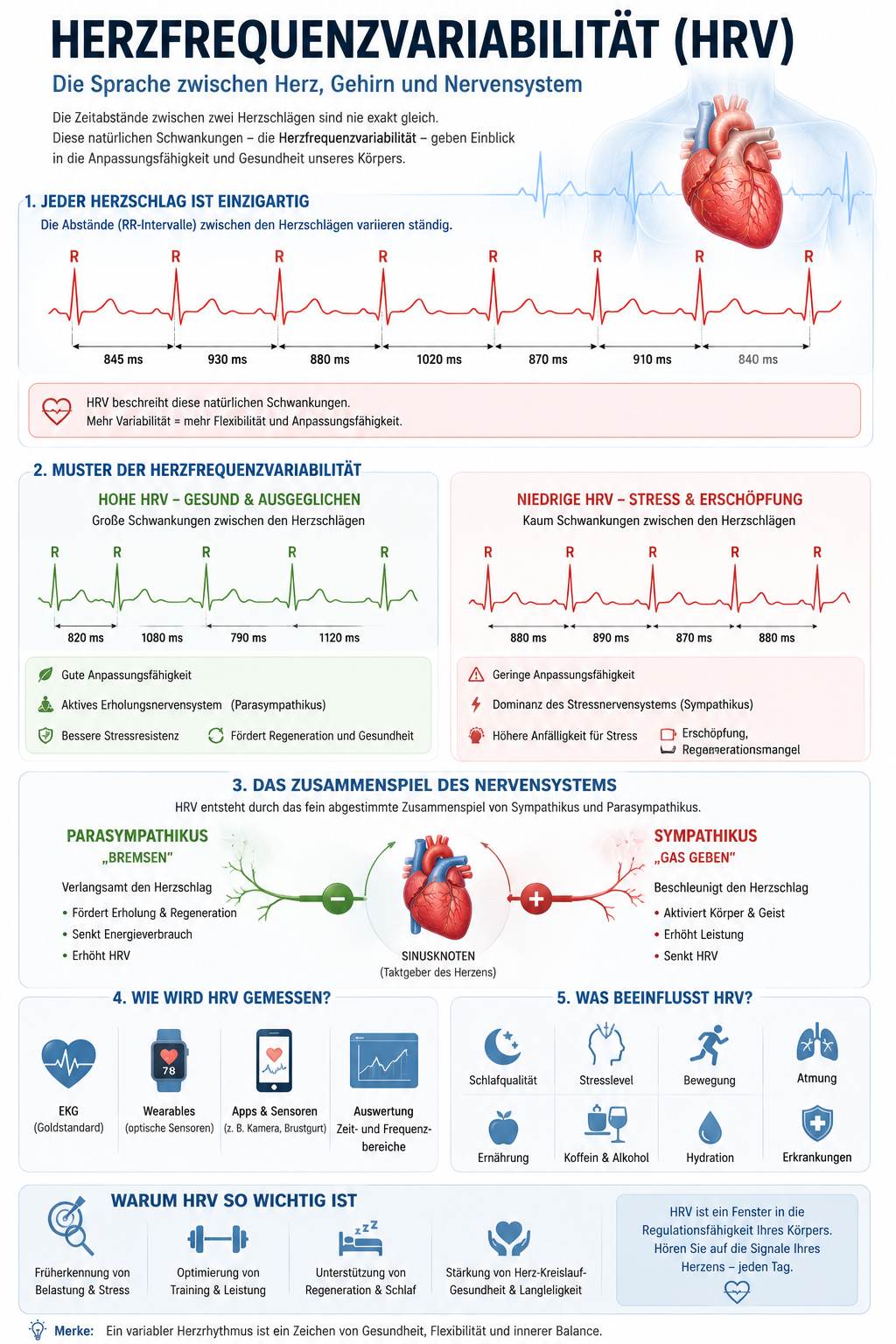 Visualisierung der Herzfrequenzvariabilität zwischen einzelnen Herzschlägen