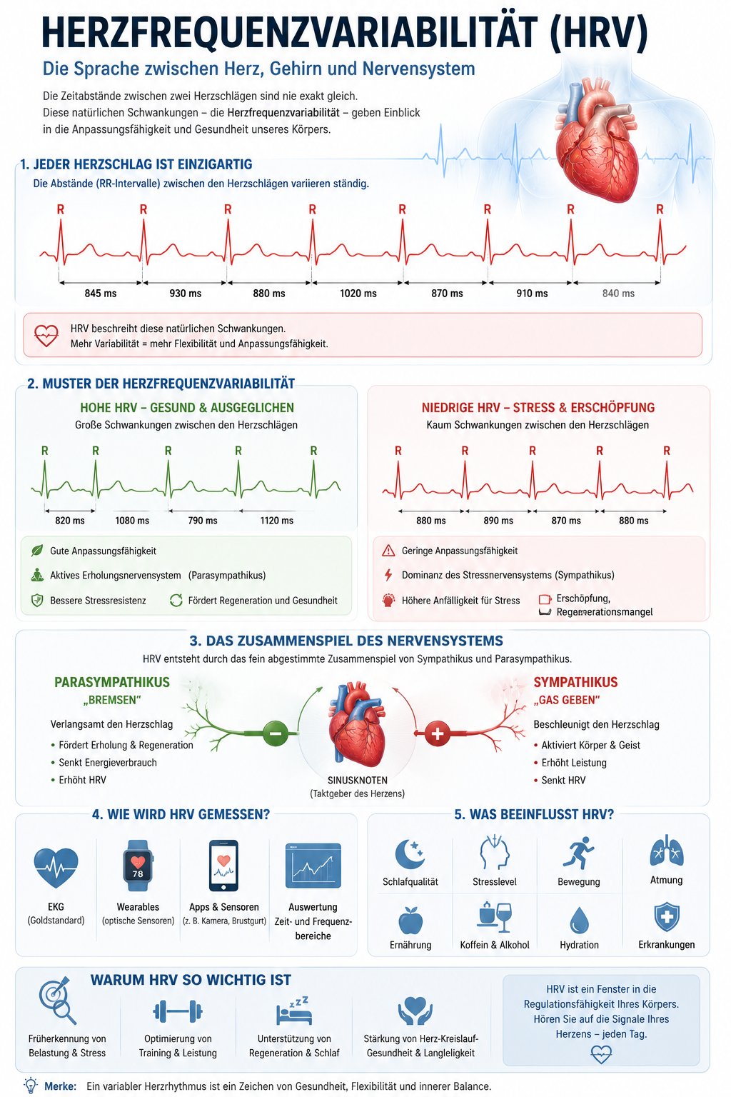 Visualisierung der Herzfrequenzvariabilität zwischen einzelnen Herzschlägen