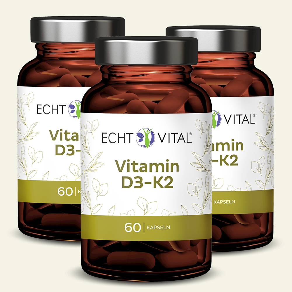 Vitamin D3 - K2 - 3 Gläser mit je 60 Kapseln