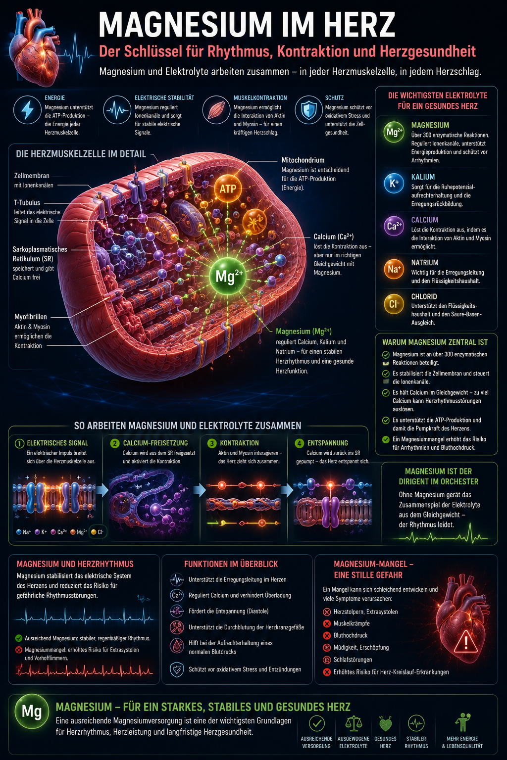 Herzmuskelzellen mit Magnesium und Elektrolyten