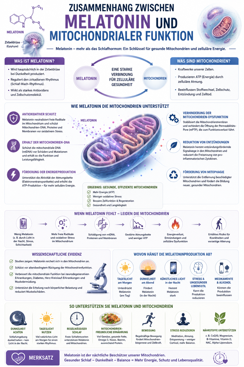 Zusammenhang zwischen Melatonin und mitochondrialer Funktion