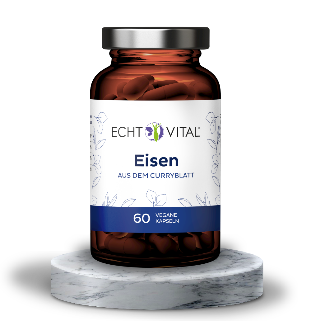 Eisen aus dem Curryblatt - 1 Glas mit 60 Kapseln