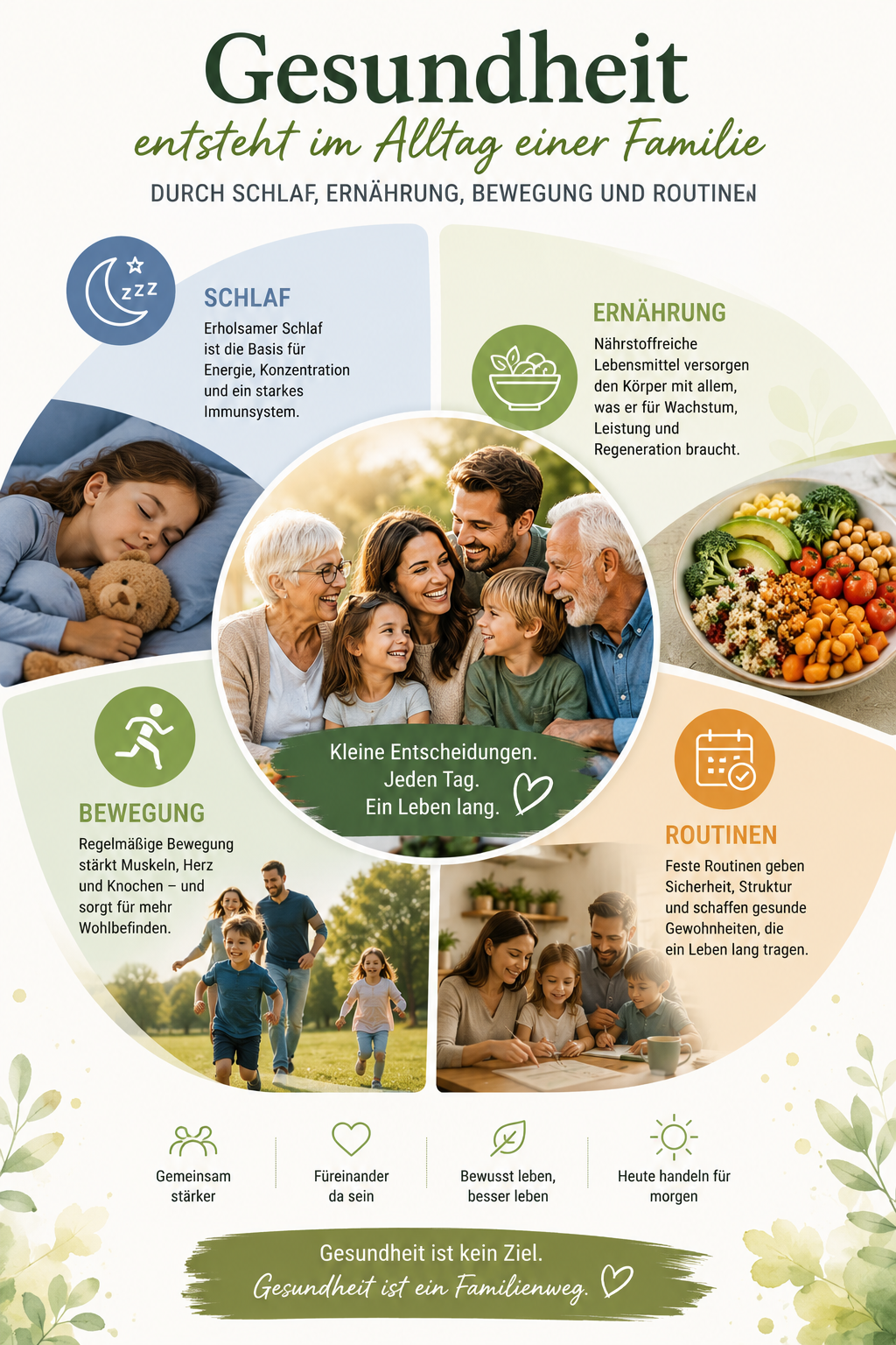 Gesundheit entsteht im Alltag einer Familie durch Schlaf, Ernährung, Bewegung und Routinen