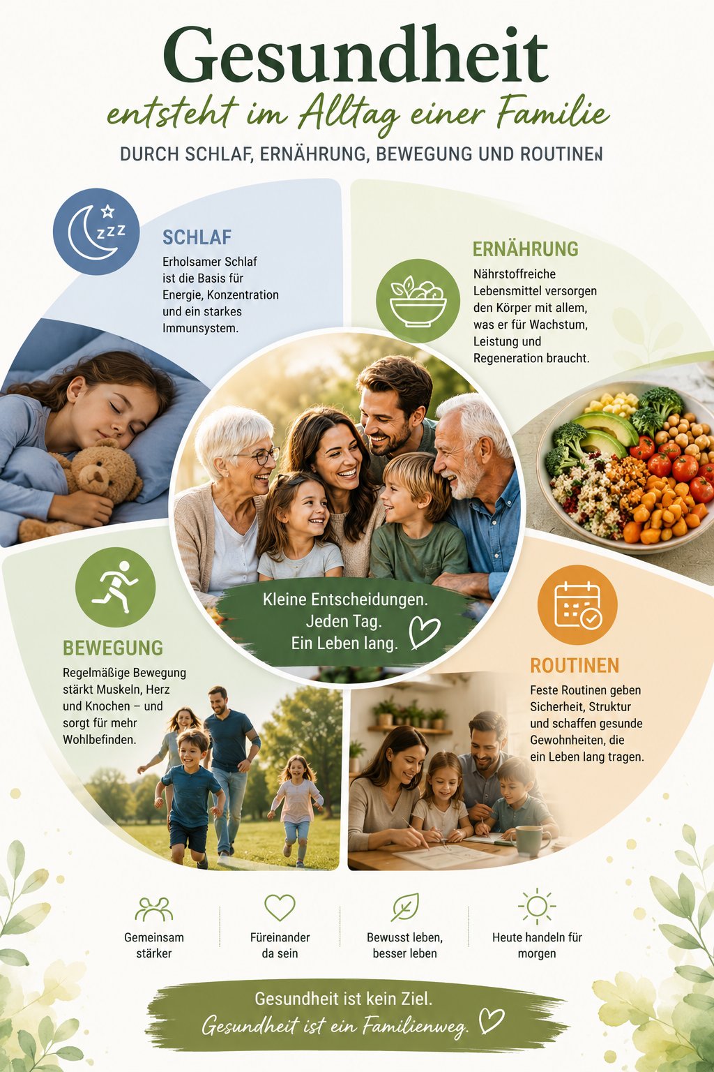 Gesundheit entsteht im Alltag einer Familie durch Schlaf, Ernährung, Bewegung und Routinen