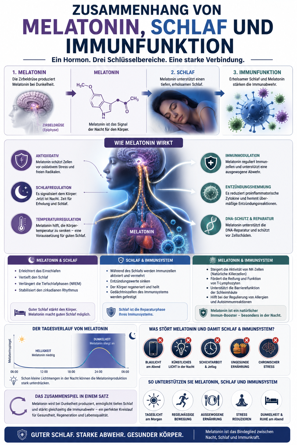 Zusammenhang von Melatonin, Schlaf und Immunfunktion